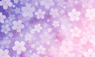 水彩の夜桜のベクターイラスト背景