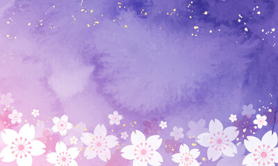 Obraz na płótnie Canvas 水彩の夜桜のベクターイラスト背景