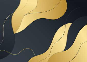 Luxury black and gold wave abstract background