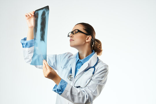 female doctor diagnostics patient scan Studio