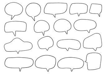 hand drawn background Set of cute speech bubble in doodle style 