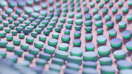 Obraz premium Abstract 3D Render Illustration Background design with Colorfull Blue Buttons.