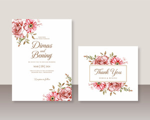 Floral watercolor wedding invitation set