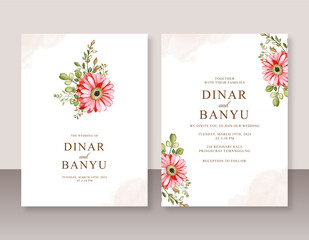 Wedding invitation set with floral watercolor