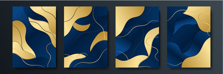 Abstract blue grey gold arrow metallic direction luxury overlap design modern futuristic background vector illustration.
