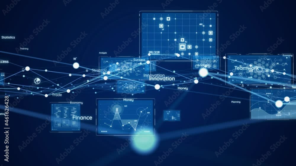 Aufkleber Communication network concept. Digital transformation. GUI (Graphical User Interface).