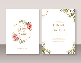 Elegant wedding invitation template with watercolor painting