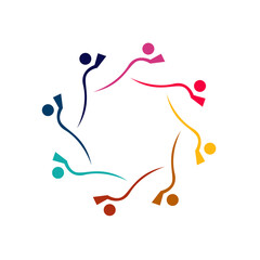 People Together Team, Teamwork, People Connected Sign, Symbol, Logo isolated on White