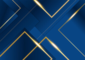 Abstract template dark blue luxury premium background with luxury squares pattern and gold lighting lines.