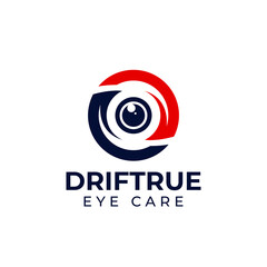 driftrue eye care logo, abstract and modern circular eyeball