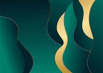 Luxury dark green and gold abstract background