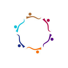 COLORFUL PEOPLE TOGETHER SIGN, SYMBOL, LOGO VECTOR ISOLATED ON WHITE