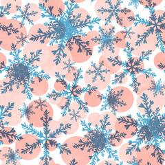 Snowflakes and confetti seamless New Year pattern.
