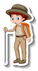 A sticker template of boy cartoon character