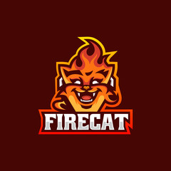 Vector Logo Illustration Fire Cat E Sport and Sport Style.
