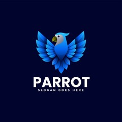 Vector Logo Illustration Parrot Gradient Colorful Style.