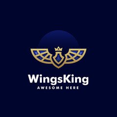Vector Logo Illustration Wings King Line Art Style.