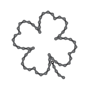 Vector symbol of a bicycle chain in the shape of a four-leaf clover. Lucky symbol. Isolated on white background.