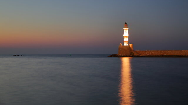 lighthouse at sunset, Chania, Creete