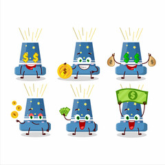 Reloadable mortar cartoon character with cute emoticon bring money