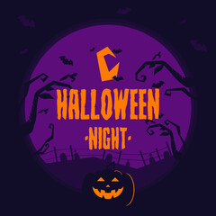 Helloween day background template for banner, poster, cover, social media. Vector graphics eps 10.  Holiday background. Celebration dark halloween template.