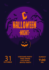 Helloween day background template for banner, poster, cover, social media. Vector graphics eps 10.  Holiday background. Celebration dark halloween template.