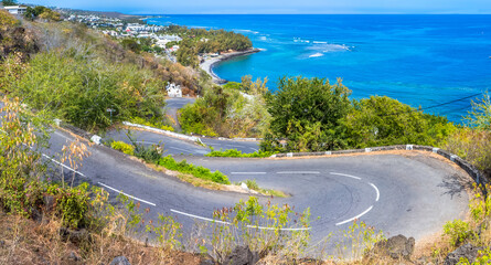 Route en lacets, chemin de la Surprise, Saint-Leu, île de la Réunion 