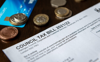 Close up of a Council Tax Bill. Local Authority taxation to finance a range of services.