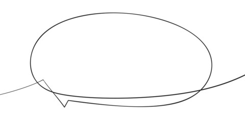 Speech bubble organic shape continuous one line drawing, Single line art drawing simple blank oval comic text box, Vector illustration