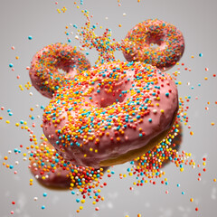 Flying sweet donuts with sprinkels