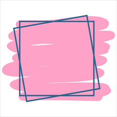 pink vector background with double square frame 