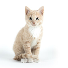 Chaton beige et blanc sur fond blanc