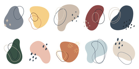 Minimalistic abstract boho figures. Design for posters, invitation, greeting card, background. Hand drawn vector illustration © Victoria Guzeeva