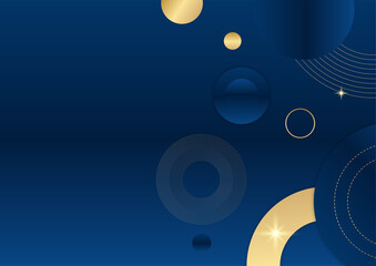 Blue and gold abstract business presentation background. Abstract pattern luxury dark blue with gold background. Colorful golden glitters halftone texture with shiny realistic golden elements.