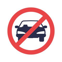 Not parking. No car sign. Parking prohibiter symbol. Red stop sign. Restriction prohibition. Vector illustration flat design. Isolated on white background.