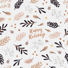 Christmas seamless pattern with twigs.
