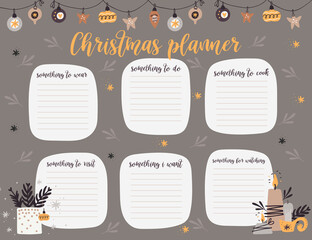 Christmas weekly planner page template,