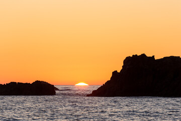 Fototapeta na wymiar Sunset seen on the coast of Sado