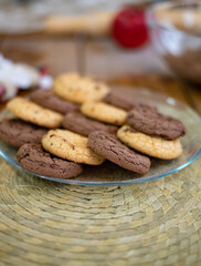 Plate with cookies close-up