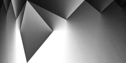 Fototapeta premium black geometric, abstract background, dark paper design, modern wallpaper, wall art, texture, with gradient, ider for web banner, product and poster, business presentation, space for tex