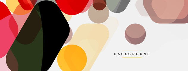 Color bubbles and rounded geometric shapes on white. Vector geometric minimal abstract background for wallpaper, banner, background, landing page