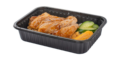 Grilled Chicken teriyaki rice on wood background