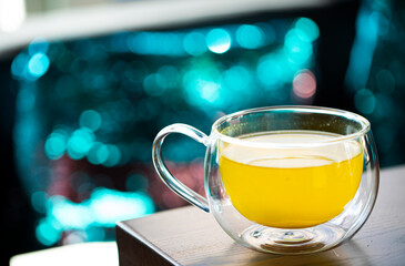 cup of tea on a table