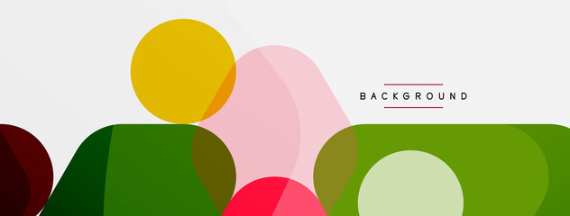 Color bubbles and rounded geometric shapes on white. Vector geometric minimal abstract background for wallpaper, banner, background, landing page