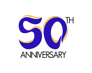 50 year anniversary logo design with ribbon icon. 50th celebration number