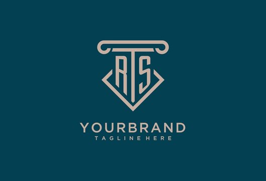 RS initial with pillar icon design, clean and modern attorney, legal firm logo