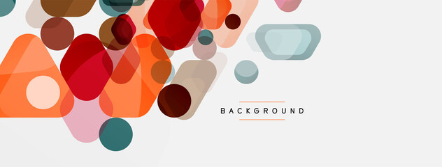 Color bubbles and rounded geometric shapes on white. Vector geometric minimal abstract background for wallpaper, banner, background, landing page