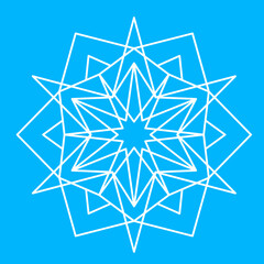 Snowflake icon, Christmas decoration. Ice snowflake, symmetrical vector illustration