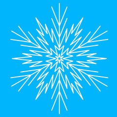 Snowflake icon, Christmas decoration. Cute snowflake for design, symmetrical crystal needle