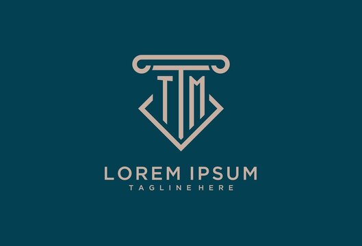 TM initial with pillar icon design, clean and modern attorney, legal firm logo